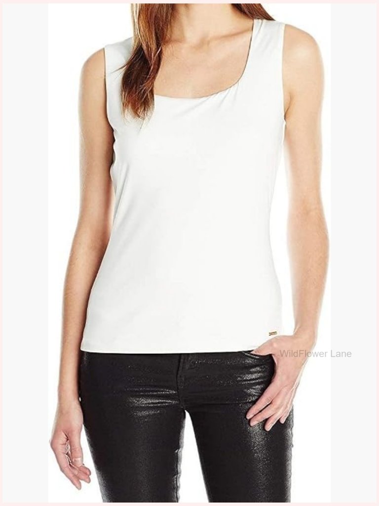 Sleeveless Seamless Tank Top - Stretchy Cotton Blend, Pull On Style